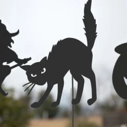 Glitzhome® 36" Halloween Metal Silhouette Yard Stake Or Hanging Décor Set 13 Glitzhome® 36" Halloween Metal Silhouette Yard Stake Or Hanging Décor Set -Halloween Decor Shop D645637S 4