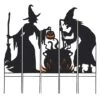 Glitzhome® 34.5" Halloween Metal Silhouette Witches With Cauldron Yard Stake Set -Halloween Decor Shop D645638S 1