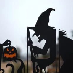 Glitzhome® 34.5" Halloween Metal Silhouette Witches With Cauldron Yard Stake Set 13 Glitzhome® 34.5" Halloween Metal Silhouette Witches With Cauldron Yard Stake Set -Halloween Decor Shop D645638S 4