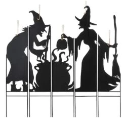 Glitzhome® 34.5" Halloween Metal Silhouette Witches With Cauldron Yard Stake Set 17 Glitzhome® 34.5" Halloween Metal Silhouette Witches With Cauldron Yard Stake Set -Halloween Decor Shop D645638S 8