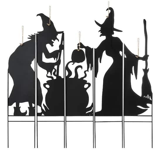 Glitzhome® 34.5" Halloween Metal Silhouette Witches With Cauldron Yard Stake Set 9 Glitzhome® 34.5" Halloween Metal Silhouette Witches With Cauldron Yard Stake Set - Image 9