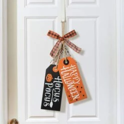 Glitzhome® 24.75" Halloween Wooden Doorknob Hanging Décor -Halloween Decor Shop D645640S 2