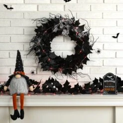 Glitzhome® Lighted Halloween Bat Garland & Wreath Set 12 Glitzhome® Lighted Halloween Bat Garland & Wreath Set -Halloween Decor Shop D645641S 3