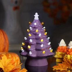 Mr. Halloween 11.7" Purple Ceramic Tree -Halloween Decor Shop D645658S 2