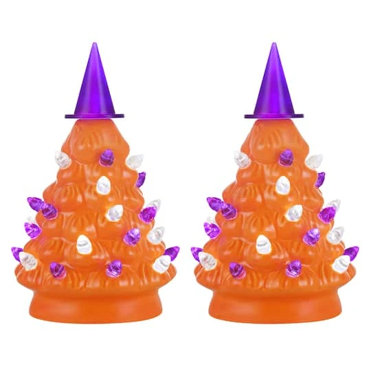 Mr. Halloween 5.4" Orange Ceramic Trees Set 1 Mr. Halloween 5.4" Orange Ceramic Trees Set