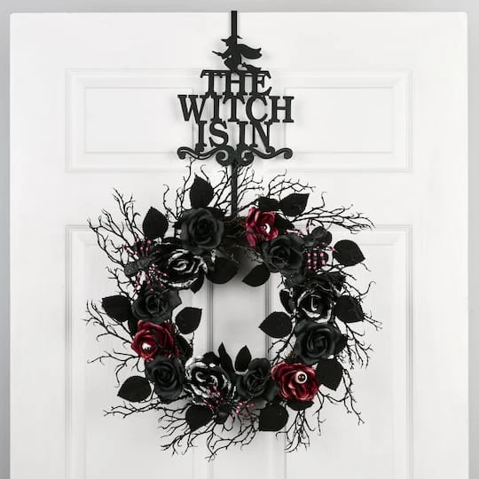 18" Halloween The Witch Is In Wreath Hanger 5 18" Halloween The Witch Is In Wreath Hanger - Image 5