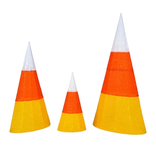3-Piece Pre-Lit Candy Corn Cones 2 3-Piece Pre-Lit Candy Corn Cones - Image 2