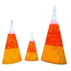 3-Piece Pre-Lit Candy Corn Cones 9 3-Piece Pre-Lit Candy Corn Cones -Halloween Decor Shop D656253S 14
