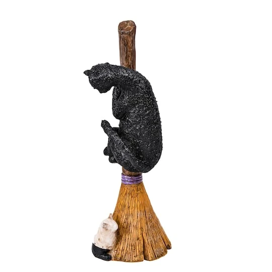 13'' Black Cat Climbing Broom Halloween Décor 6 13'' Black Cat Climbing Broom Halloween Décor - Image 6