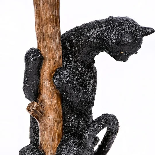 13'' Black Cat Climbing Broom Halloween Décor 3 13'' Black Cat Climbing Broom Halloween Décor - Image 3