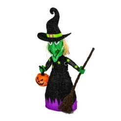 39'' Pre-Lit Green Witch With Broom Halloween Décor -Halloween Decor Shop D656313S 15