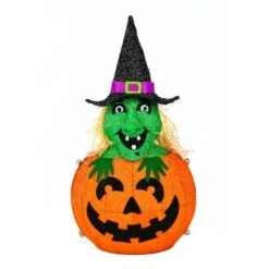 28'' Pre-Lit Pumpkin And Witch Halloween Décor -Halloween Decor Shop D656315S 15