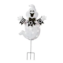 32" Pre-Lit Ghost With BOO Banner Garden Stake