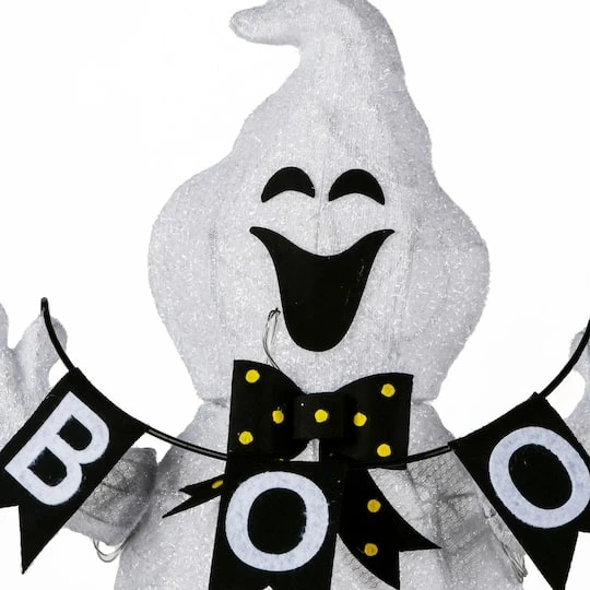 32" Pre-Lit Ghost With BOO Banner Garden Stake 4 32" Pre-Lit Ghost With BOO Banner Garden Stake - Image 4