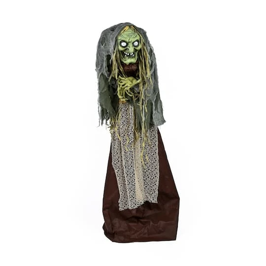 59" Halloween Sound Activated Animated Green Witch 1 59" Halloween Sound Activated Animated Green Witch