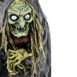 59" Halloween Sound Activated Animated Green Witch 9 59" Halloween Sound Activated Animated Green Witch -Halloween Decor Shop D656343S 13