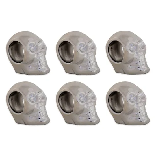 DII® Silver Skull Napkin Ring Set, 6ct. 2 DII® Silver Skull Napkin Ring Set, 6ct. - Image 2