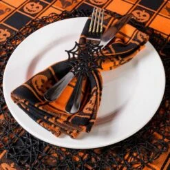 Black Spider Web Napkin Ring Set, 6ct. 11 Black Spider Web Napkin Ring Set, 6ct. -Halloween Decor Shop D657821S 5