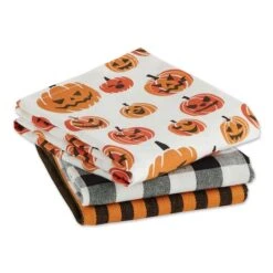 DII® Pumpkin Faces Dishtowel Set 8 DII® Pumpkin Faces Dishtowel Set -Halloween Decor Shop D658134S 2