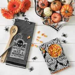 DII® Haunted Hallow Embellished Dishtowel Set 10 DII® Haunted Hallow Embellished Dishtowel Set -Halloween Decor Shop D658136S 4