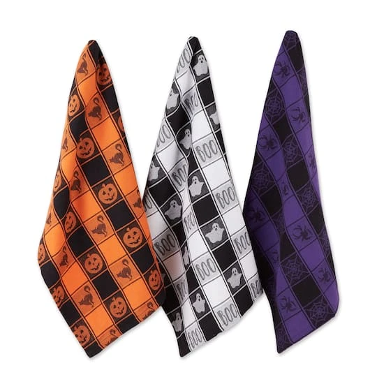 DII® Halloween Woven Check Jacquard Dishtowel Set 2 DII® Halloween Woven Check Jacquard Dishtowel Set - Image 2