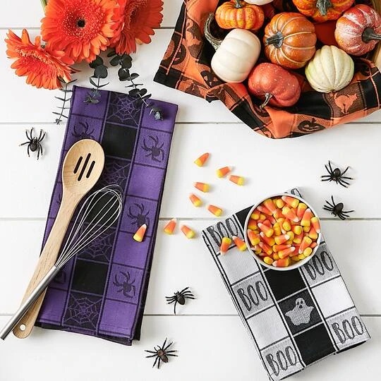 DII® Halloween Woven Check Jacquard Dishtowel Set 6 DII® Halloween Woven Check Jacquard Dishtowel Set - Image 6