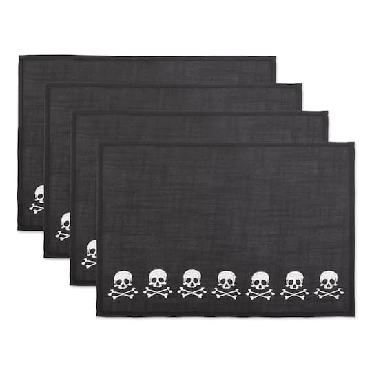 DII® Skulls Embroidered Placemats, 4ct. 2 DII® Skulls Embroidered Placemats, 4ct. - Image 2