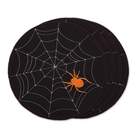 DII® Spooky Spiderweb Embellished Round Placemats, 4ct. 2 DII® Spooky Spiderweb Embellished Round Placemats, 4ct. - Image 2