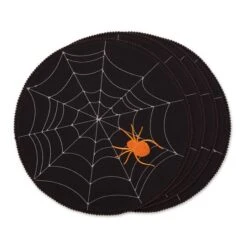 DII® Spooky Spiderweb Embellished Round Placemats, 4ct.