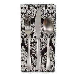 DII® Graveyard Damask Embellished Dinner Napkins, 6ct. -Halloween Decor Shop D662268S 2