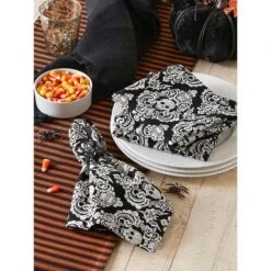 DII® Graveyard Damask Embellished Dinner Napkins, 6ct. -Halloween Decor Shop D662268S 5