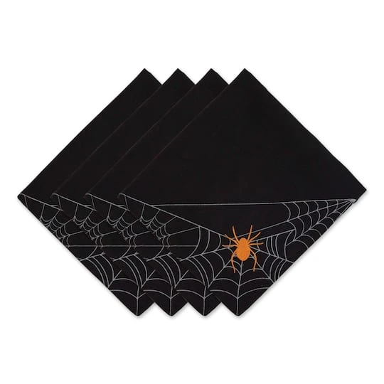 DII® Spooky Spiderweb Embellished Dinner Napkins, 4ct. 2 DII® Spooky Spiderweb Embellished Dinner Napkins, 4ct. - Image 2