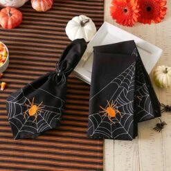 DII® Spooky Spiderweb Embellished Dinner Napkins, 4ct. 11 DII® Spooky Spiderweb Embellished Dinner Napkins, 4ct. -Halloween Decor Shop D662269S 5