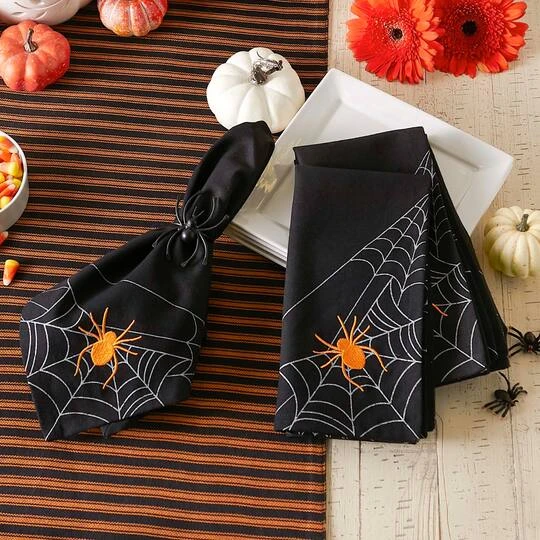 DII® Spooky Spiderweb Embellished Dinner Napkins, 4ct. 6 DII® Spooky Spiderweb Embellished Dinner Napkins, 4ct. - Image 6