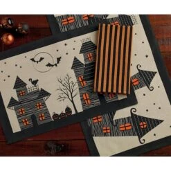 DII® 72" Haunted House Jute Table Runner 10 DII® 72" Haunted House Jute Table Runner -Halloween Decor Shop D666803S 4