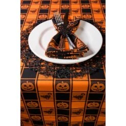 DII® 84" Halloween Woven Check Tablecloth -Halloween Decor Shop D666829S 4