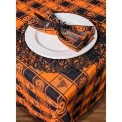 DII® 84" Halloween Woven Check Tablecloth -Halloween Decor Shop D666829S 5