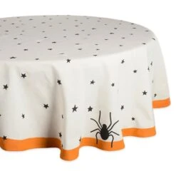 DII® 70" Black Stars Print Round Tablecloth