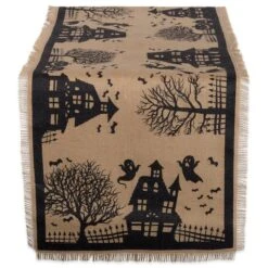 DII® 74" Haunted House Burlap Table Runner