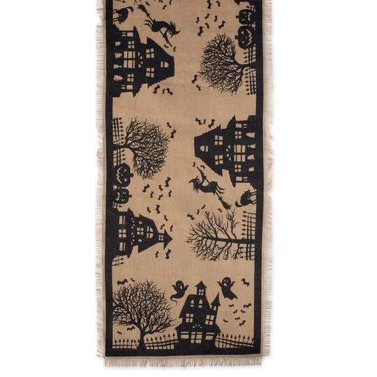 DII® 74" Haunted House Burlap Table Runner 5 DII® 74" Haunted House Burlap Table Runner - Image 5