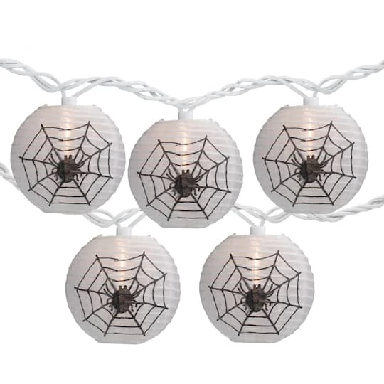 Northlight 10ct. Black Spider In Web Paper Lantern Halloween Lights 2 Northlight 10ct. Black Spider In Web Paper Lantern Halloween Lights - Image 2
