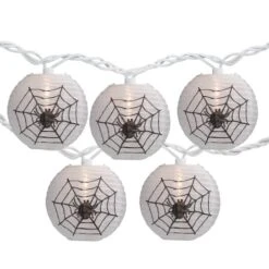 Northlight 10ct. Black Spider In Web Paper Lantern Halloween Lights