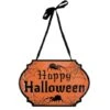 Northlight Orange & Black Happy Halloween Cauldron Pot Metal Wall Sign -Halloween Decor Shop D668604S 1