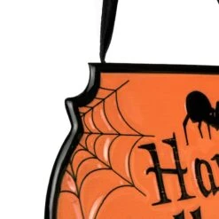 Northlight Orange & Black Happy Halloween Cauldron Pot Metal Wall Sign -Halloween Decor Shop D668604S 4