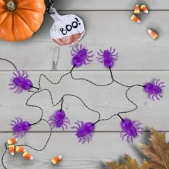 Northlight 10ct. Purple LED Spider Halloween Lights -Halloween Decor Shop D668608S 2