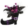 Northlight 12" Black Witch's Boot With Purple Glittered Roses Halloween Decoration -Halloween Decor Shop D668613S 1