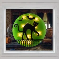 Northlight Lighted Black Cat Halloween Window Silhouette -Halloween Decor Shop D668621S 2