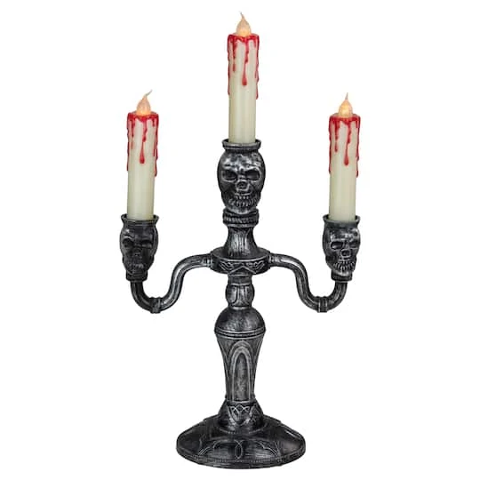 Northlight 14" Antique Silver Skull Trio Halloween Candelabra Décor 1 Northlight 14" Antique Silver Skull Trio Halloween Candelabra Décor
