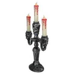 Northlight 14" Antique Silver Skull Trio Halloween Candelabra Décor 9 Northlight 14" Antique Silver Skull Trio Halloween Candelabra Décor -Halloween Decor Shop D668622S 4