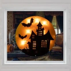 Northlight Lighted Haunted House Halloween Window Silhouette -Halloween Decor Shop D668627S 2